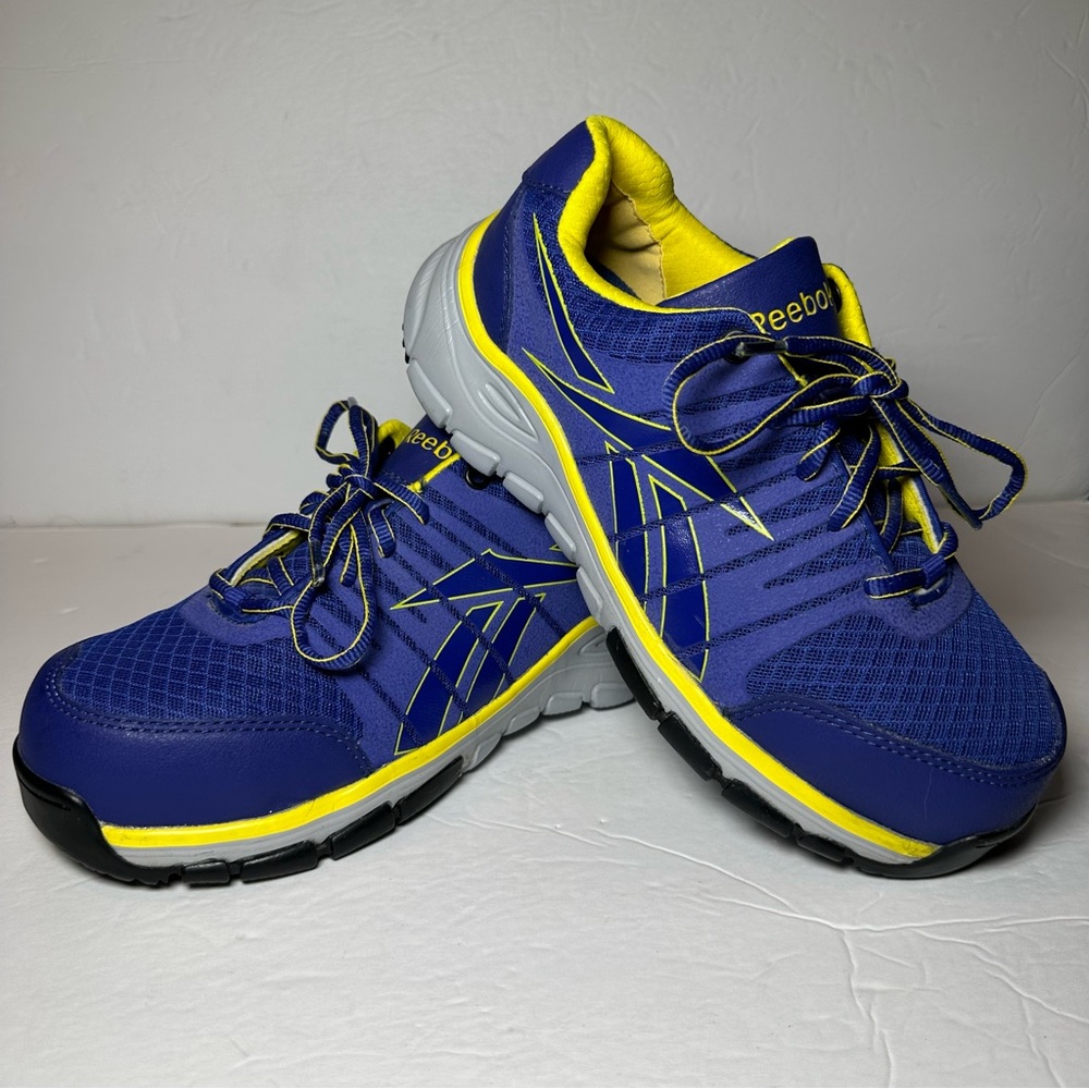 Reebok Arion Work Shoes Sneakers Comp Safety Toe dark Purple/Yellow Womens Sz 8M